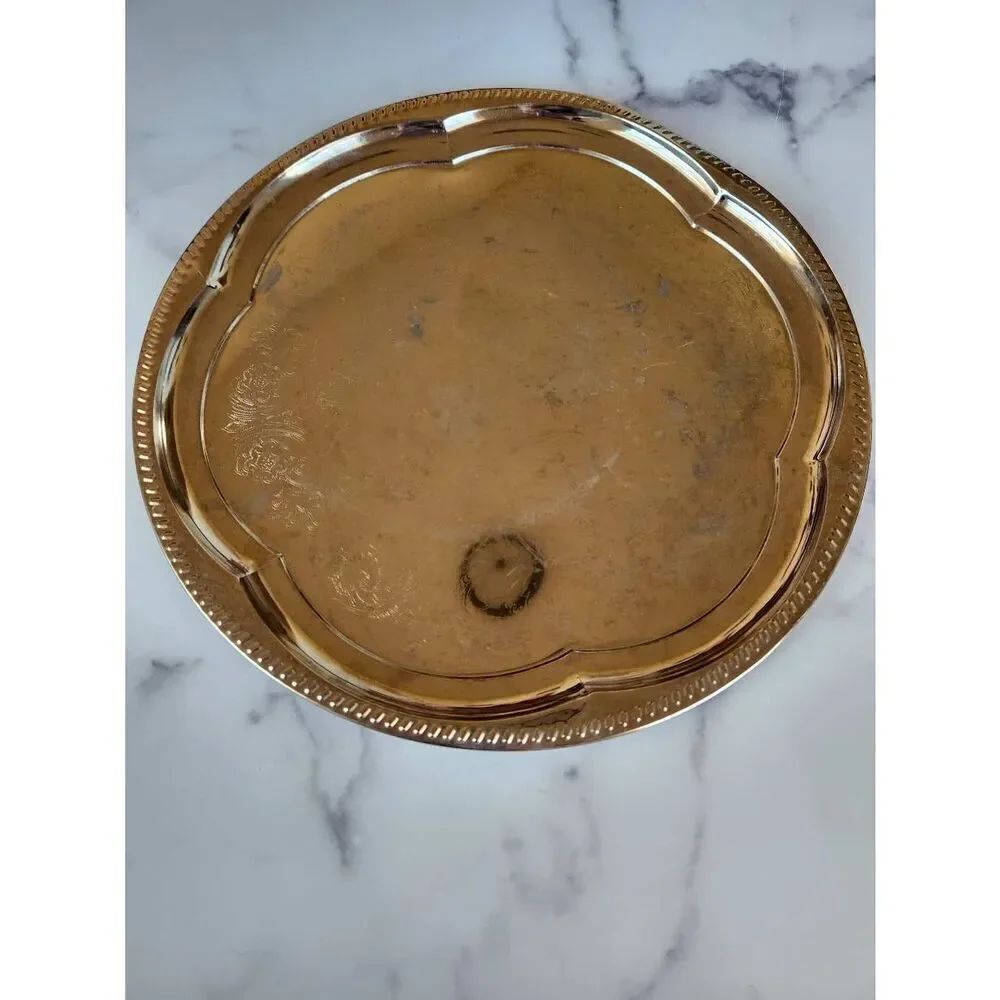 Silver platter tray Victorian style fancy formal wedding dinner party shiny 14"